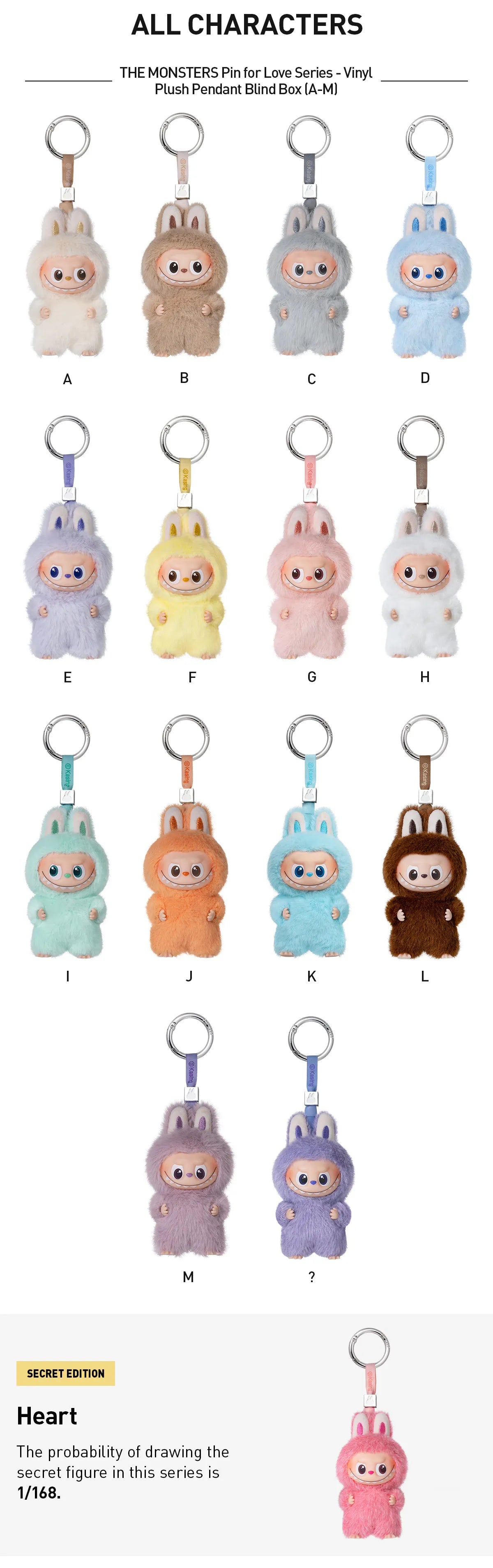 THE MONSTERS Pin for Love Series - Vinyl Plush Pendant Blind Box