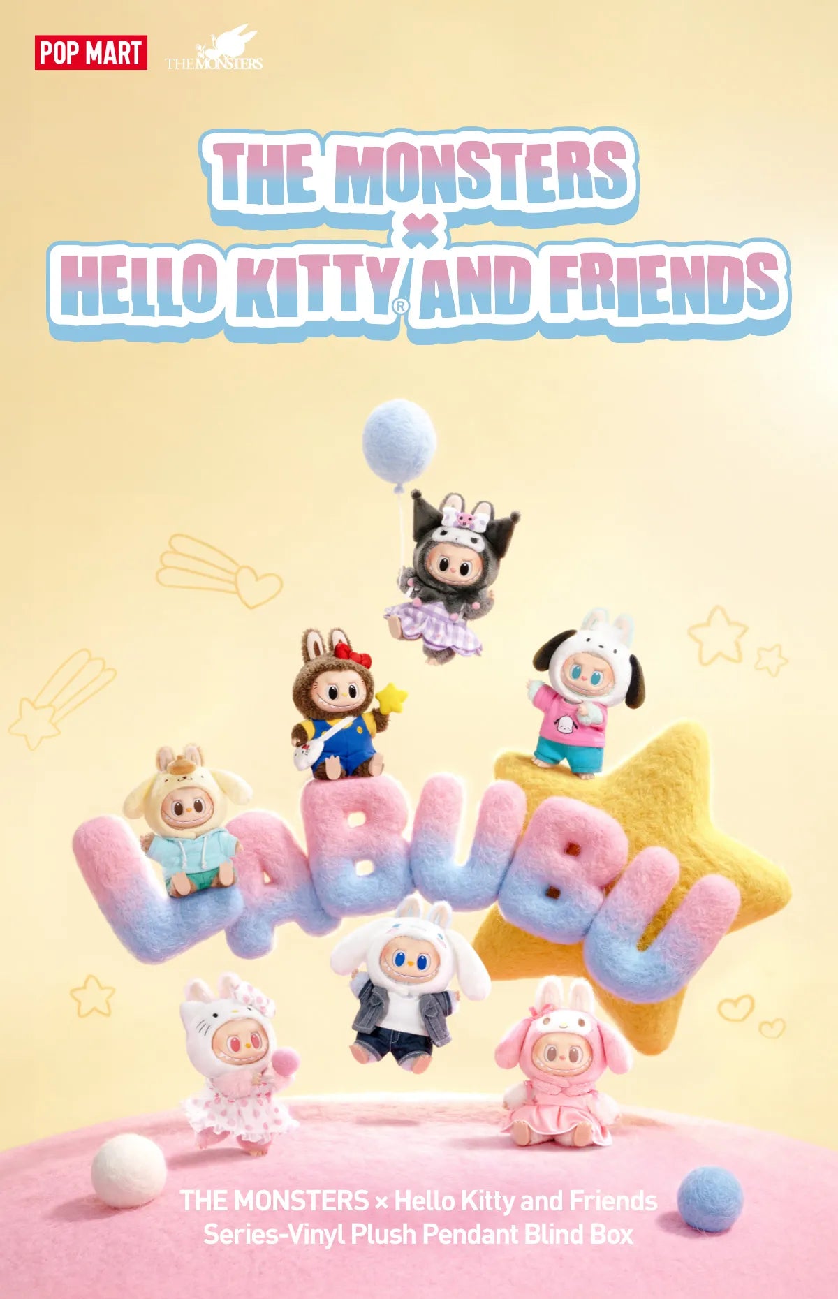 THE MONSTERS x Hello Kitty and Friends Series-Vinyl Plush Pendant Blind Box