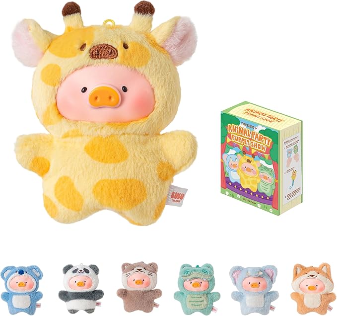 TOYZEROPLUS Lulu The Piggy Animal Party Puppet Show Series PVC Face Plush Keychain