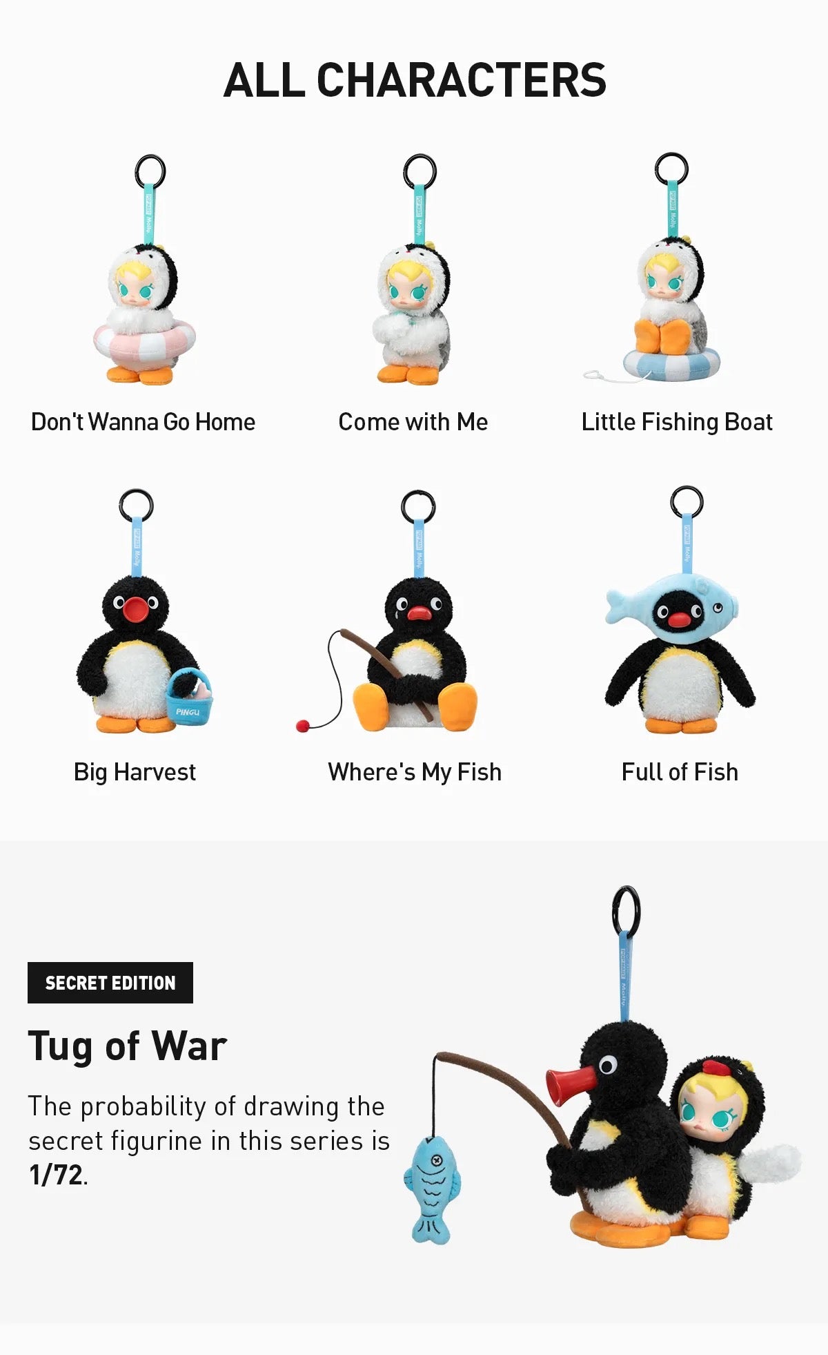 Baby Molly × Pingu Happy Fishing Series-Vinyl Plush Pendant Blind